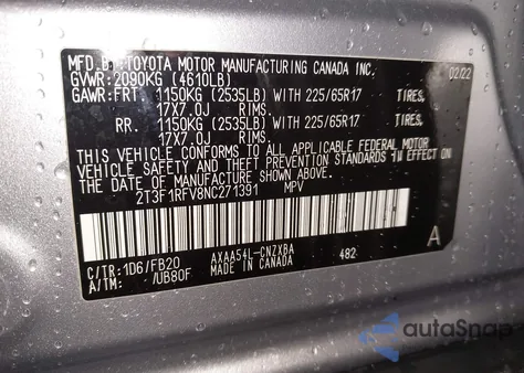 2022 Toyota Rav4 Le from USA, damaged, VIN 2T3F1RFV8NC271391